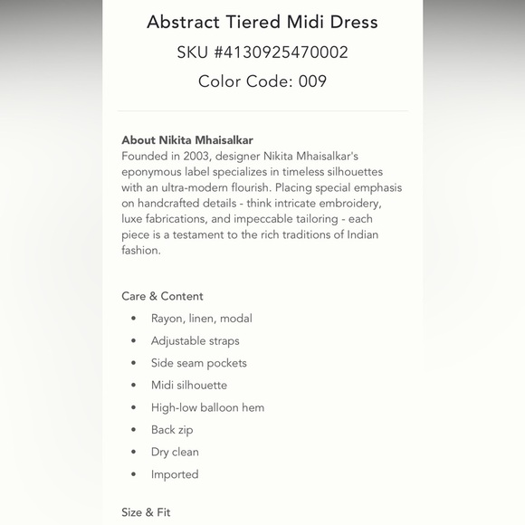 RARE! Anthropologie NWT Nikita Mhaisalkar Abstract Tiered Beaded Midi Dress M. - Picture 7 of 10